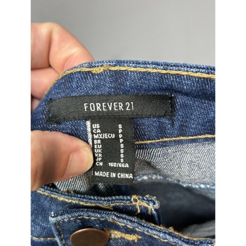 Blue Denim Mini Skirt Button Front Rainbow LGBTQ Back Pockets Size S - Picture 6 of 8